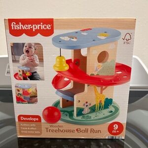 Fisher-Price Wooden Treehouse Ball Run - Red, Blue, Yellow